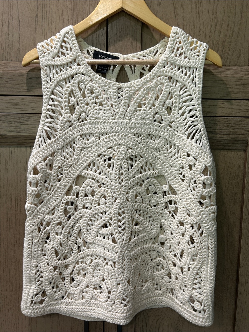 Karen Kane Cream Crochet Openwork Tank